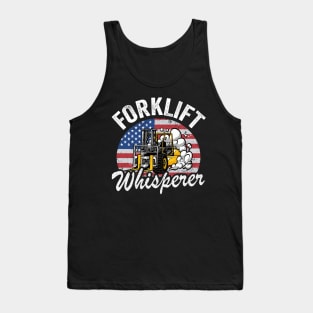 Forklift Whisperer American Flag Retro Forklift Driver Tank Top